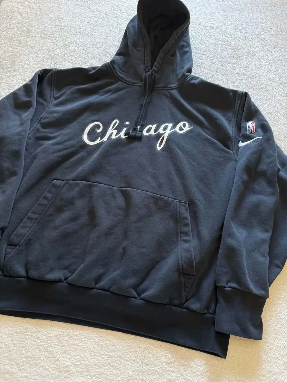 Chicago Bulls Hoodie Mens Medium Black Nike 75th Anniversary Sweatshirt NBA